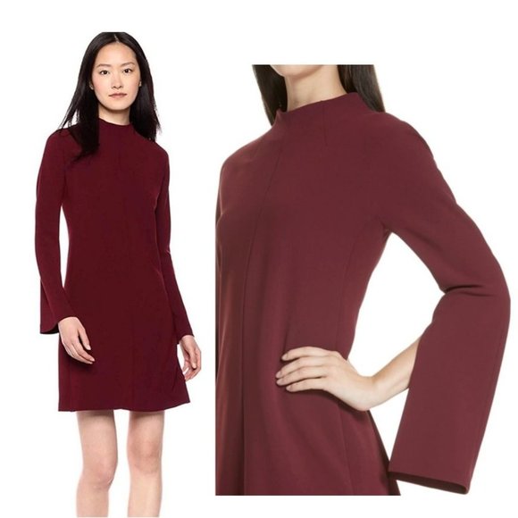 Theory Dresses & Skirts - Theory Dress 2 Dolman Shift  Admiral Crepe Deep Mulberry  Mock Neck Long Sleeve